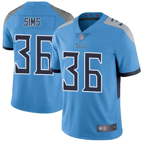 Tennessee Titans Limited Light Blue Men LeShaun Sims Alternate Jersey NFL Football #36 Vapor Untouchable->nfl t-shirts->Sports Accessory